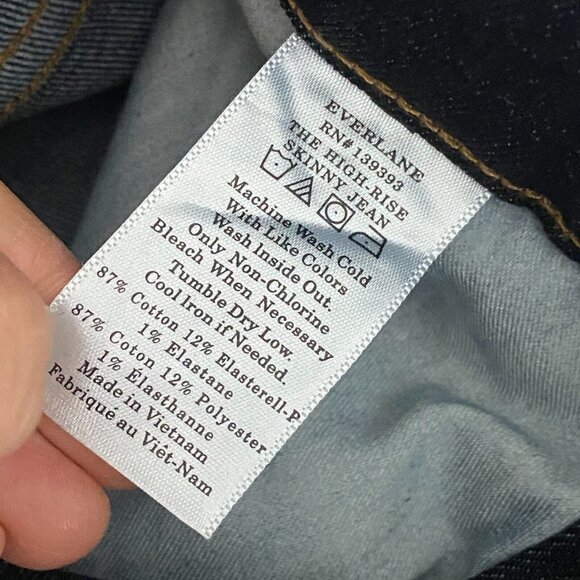 Everlane The High Rise Skinny Jeans Womens 23T 23 Tall Blue Dark Wash Stretch - Picture 9 of 12